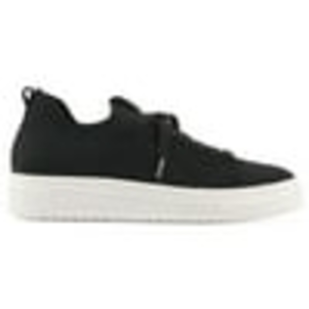 White Mountain Women's Lace-Up Black Low-Top Sneaker with White Platform Sole.